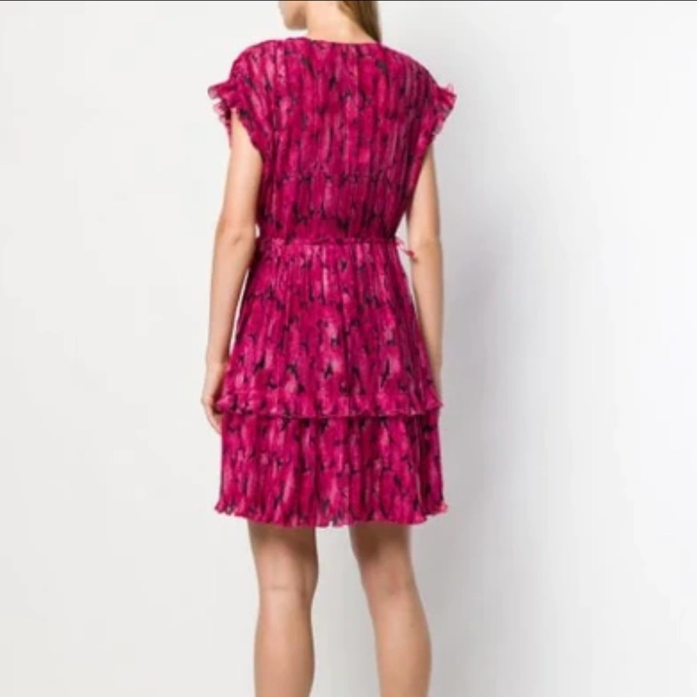 Kenzo Paris Peonie Crepe Tiered Flare Dress Size Medium - Picture 3 of 12